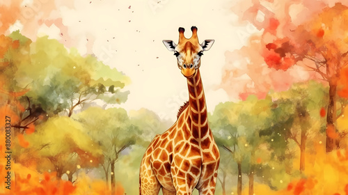 Giraffe in a nature watercolor style