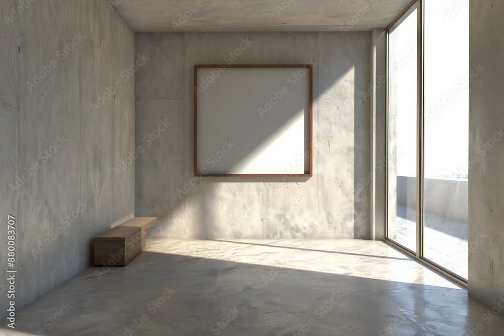 Fototapeta premium Modern Minimalist Room with Art Frame: Embracing Contemporary Design and Simple Elegance