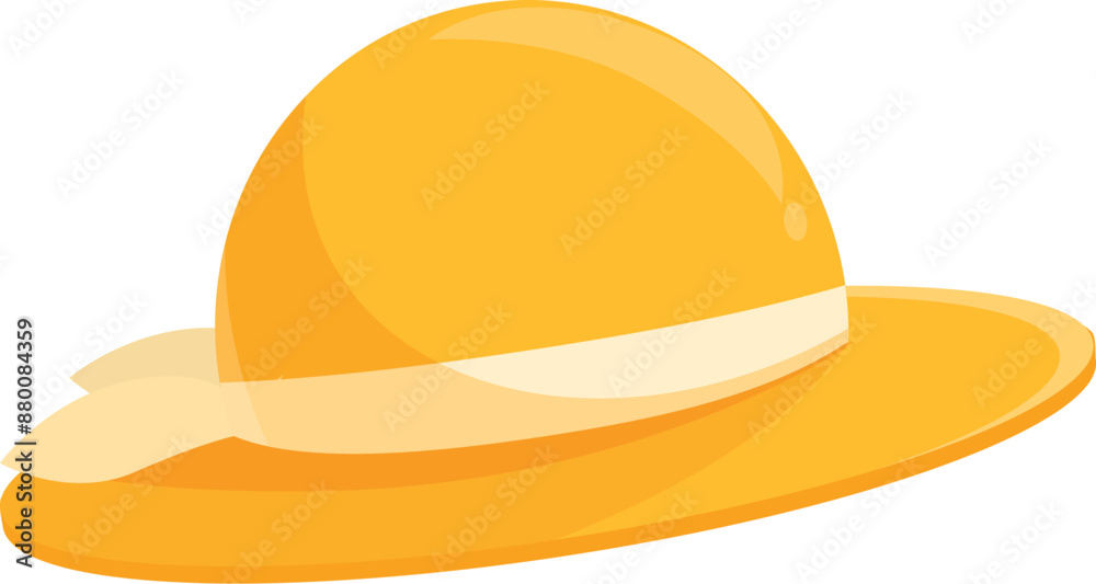 Yellow summer hat protecting from the sun on a hot summer day Yellow summer hat protecting from the sun on a hot summer day