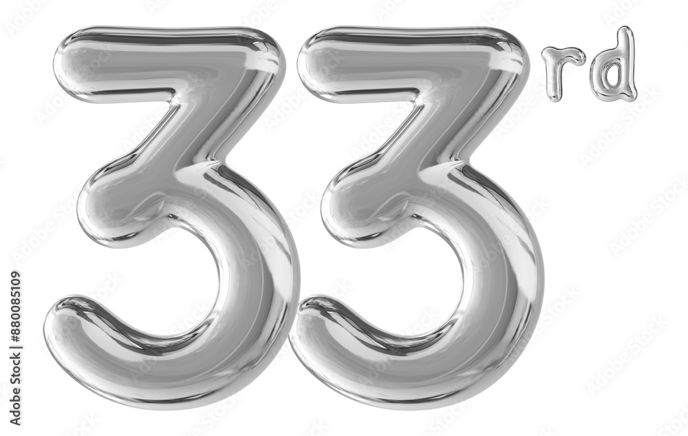 33rd Anniversary Silver Number 3D 33rd Anniversary Silver Number 3D
