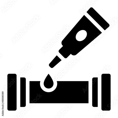 Pipe and glue icon for plumbing repairs and connections