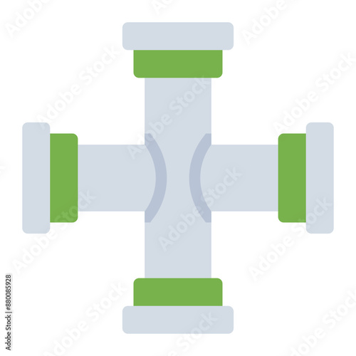 Cross pipe icon for plumbing and construction