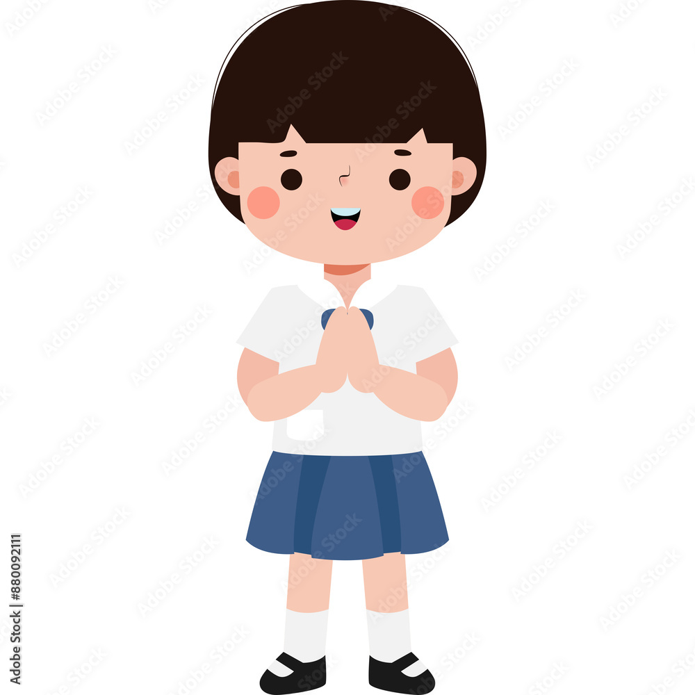 cute cartoon thai student character, back to school, Illustration flat style Png cute cartoon thai student character, back to school, Illustration flat style Png