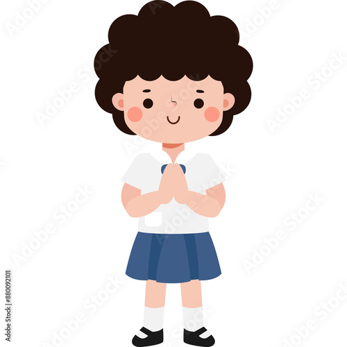 cute cartoon thai student character, back to school, Illustration flat style Png