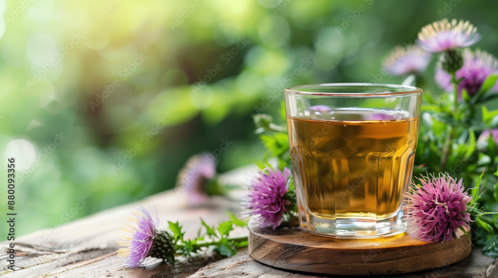 Macro Shot of Milk Thistle Liquid Extract Bottle, Healthy Liver Supplement