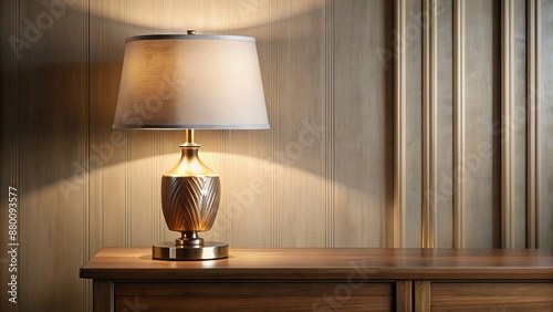 Close up luxury table lamp on wooden side table, side, luxury, table, lamp photo