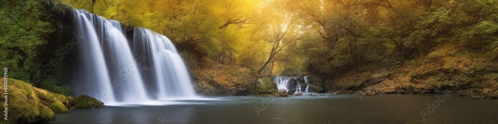 Fototapeta premium Waterfall Paradise in Autumn Forest