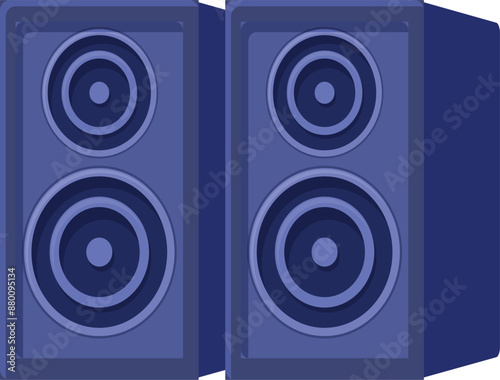 Two powerful audio speakers standing side by side, delivering high quality sound