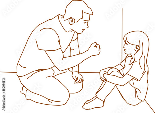 violence and abuse in the family-father punishing his child