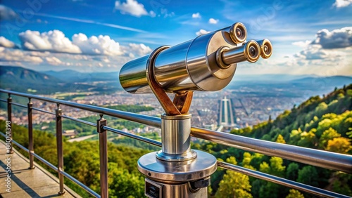 Binoculars telescope on observation deck for tourist , tourist, telescope photo