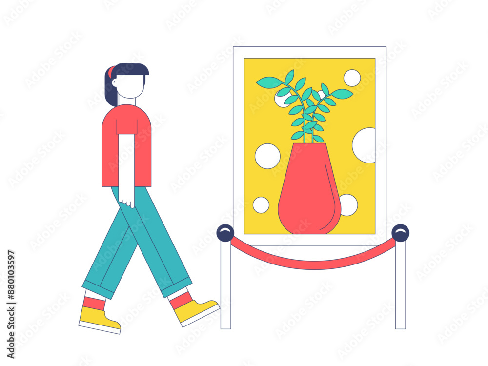 People viewing different art during exhibition. Museum vector illustration People viewing different art during exhibition. Museum vector illustration