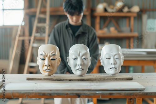 Creepy Japanese mask workshop with haunted masks coming to life, Japanese Halloween, Haunted Mask Workshop photo
