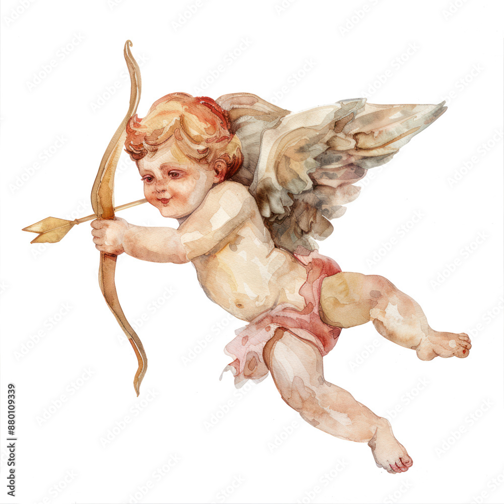 Cupid watercolor illustration isolated on transparent. Christmas png file for art work. Cupid watercolor illustration isolated on transparent. Christmas png file for art work.