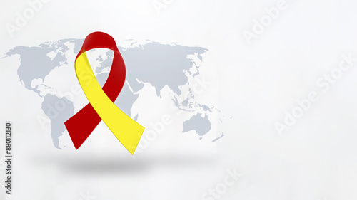 Free Download A Red and Yellow ribbon with world map. World hepatitis day awareness month, 28 July, Liver cancer, Jaundice, Cirrhosis, Failure, Enlarged, Hepatic Encephalopathy and Health concept - GFXLoad