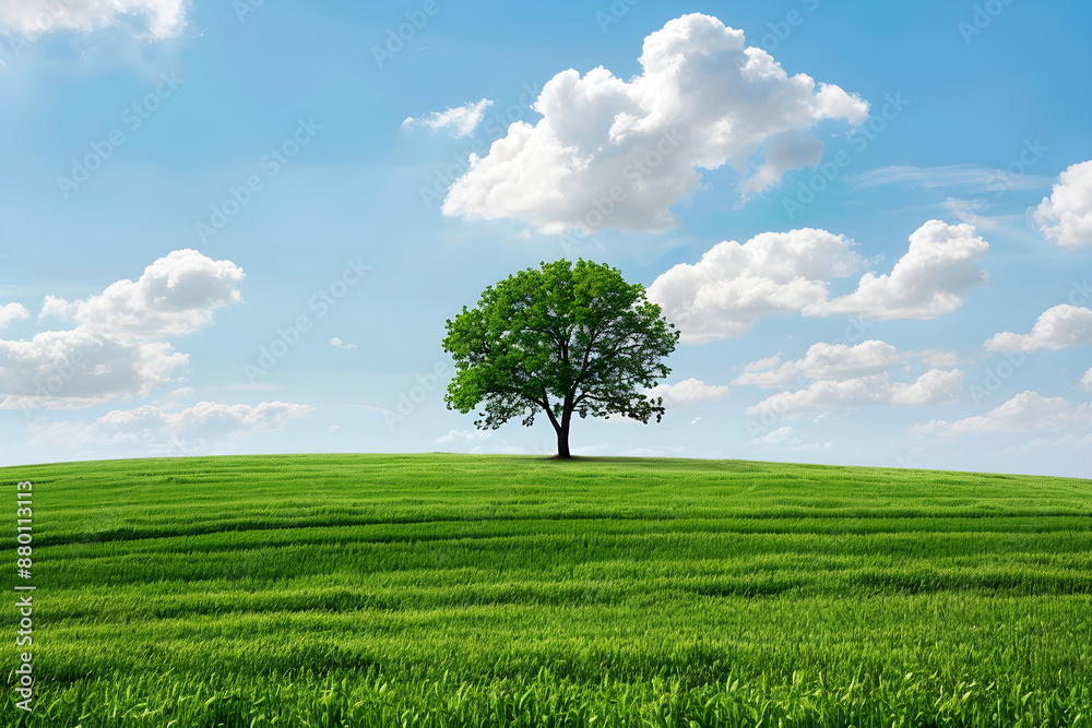 Fototapeta premium A serene landscape with a clear sky or open field, providing plenty of space for copy