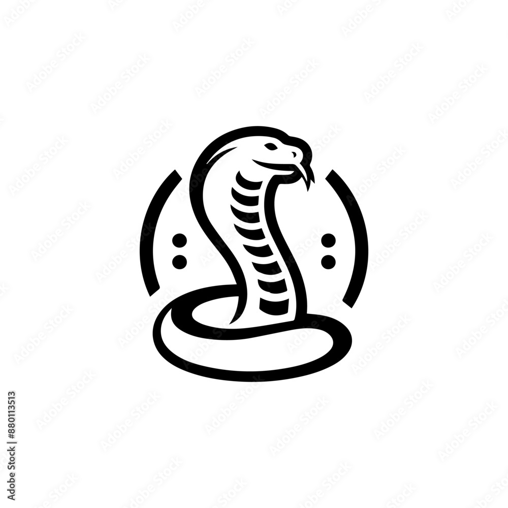 Naklejka premium Cobra Logo Icon Illustration Vector Design Tshirt. Sleek and striking serpent emblem, perfect for apparel and branding.