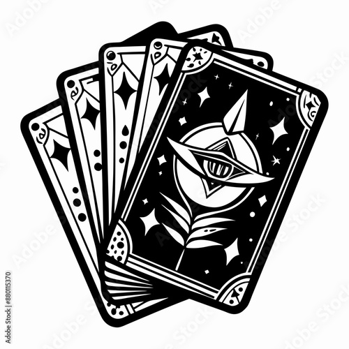 Mystical Tarot Cards with Eye and Star Illustrations for Divination and Occult Practices