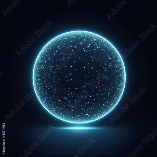 Abstract blue circle with smoke and glowing isolated black background