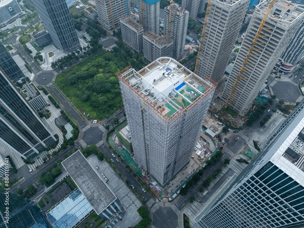 Fototapeta premium Aerial view of landscape in Chengdu city, China