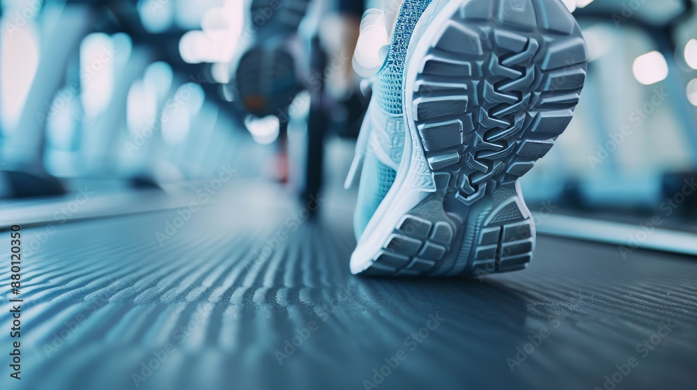 Fototapeta premium Cardio workout on treadmills and bikes, gym filled with people maintaining active lifestyles, dynamic and inspiring fitness scene