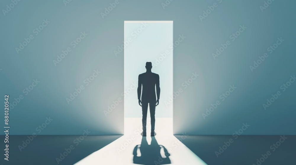 Obraz premium Confident individual standing tall, radiating self-worth and acceptance, background symbolizing empowerment and positive self-image