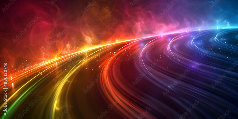 Vibrant Light Trails on Dark Background, Colorful Streaks of Light in Motion, Abstract Background with Blue and Purple Gradient: Curved Lines and Blurred Effect Vibrant Light Trails on Dark Background, Colorful Streaks of Light in Motion, Abstract Background with Blue and Purple Gradient: Curved Lines and Blurred Effect