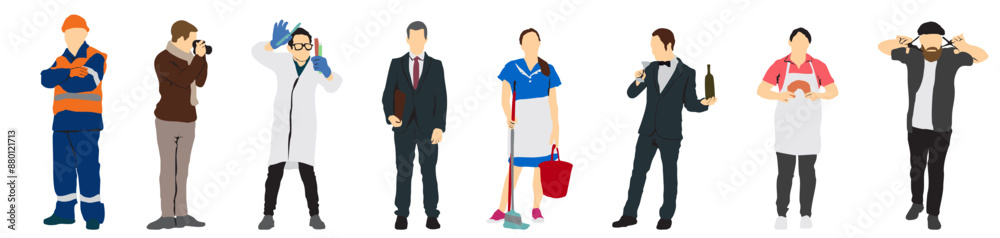 different people profession occupation set full isolated in white different people profession occupation set full isolated in white