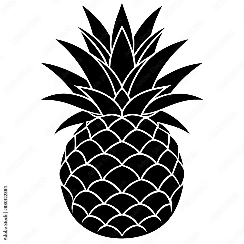 Obraz premium Tropical Pineapple Fruit vector Silhouette illustration