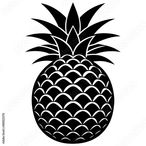 Tropical Pineapple Fruit vector Silhouette illustration