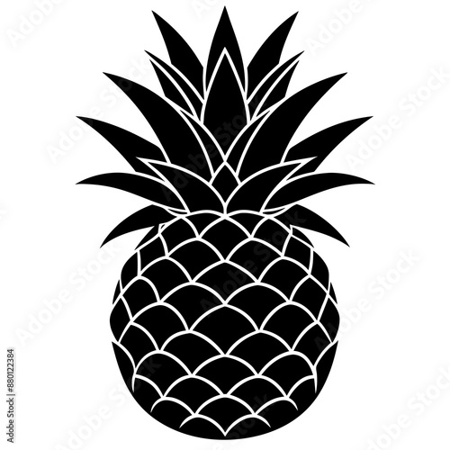 Tropical Pineapple Fruit vector Silhouette illustration