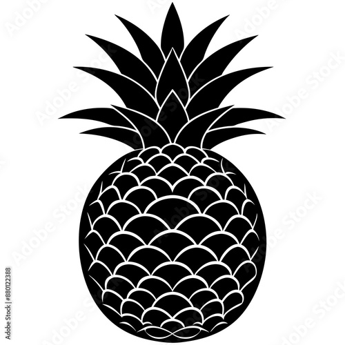 Tropical Pineapple Fruit vector Silhouette illustration