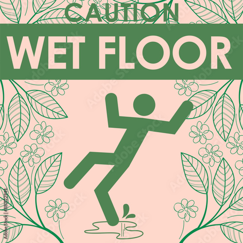 warning signage wet floor ,ready to print vector illustration