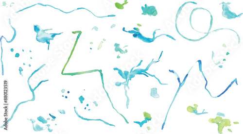  水彩画。水彩タッチのベクター幾何学イラスト。夏の抽象画背景テンプレート。Watercolor painting. Vector geometric illustration with watercolor touch. Summer abstract painting background template.