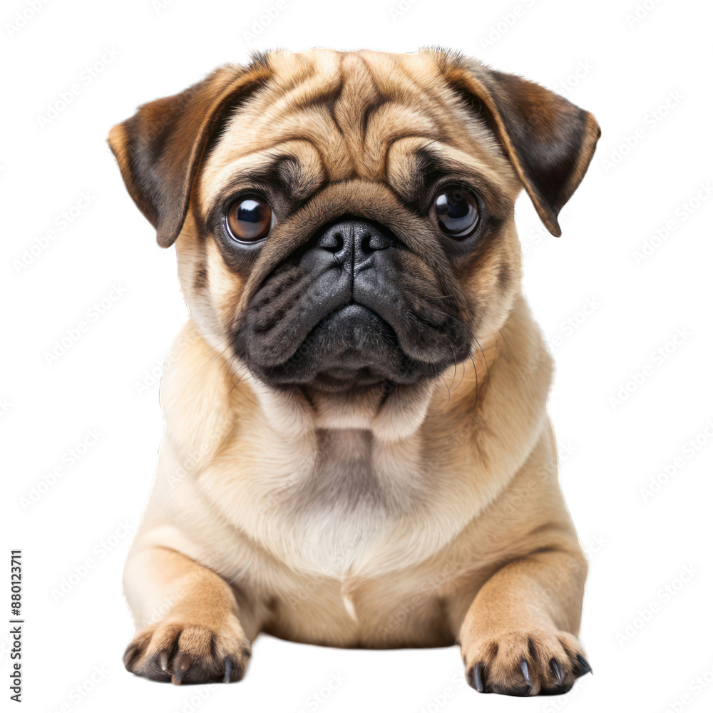 Beautiful fawn pug isolated on transparent background Beautiful fawn pug isolated on transparent background