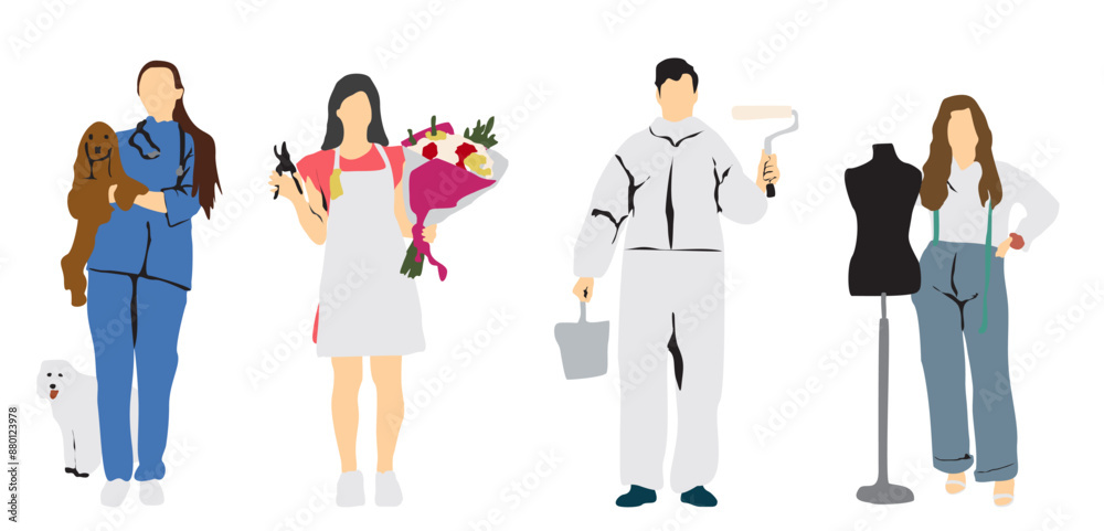 Fototapeta premium different people profession occupation set full isolated