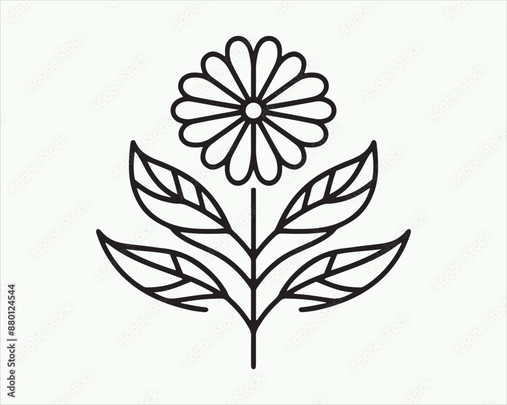 Fototapeta premium Line Art Flower Logo Design Icon Symbol Vector Illustration.