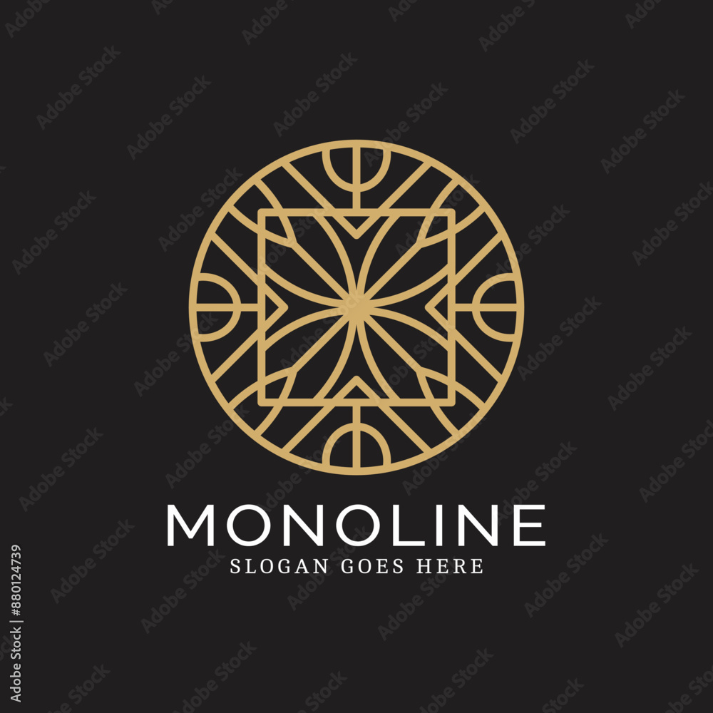 Geometric round logo in monoline style Geometric round logo in monoline style