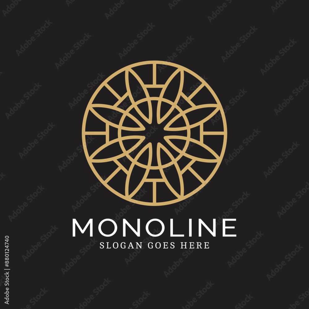 Geometric round logo in monoline style Geometric round logo in monoline style