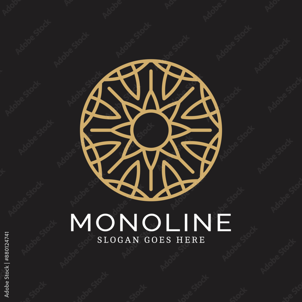 Geometric round logo in monoline style Geometric round logo in monoline style
