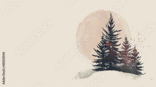 A festive vector illustration of a decorated Christmas tree sparkling with ornaments under a winter snowfall photo