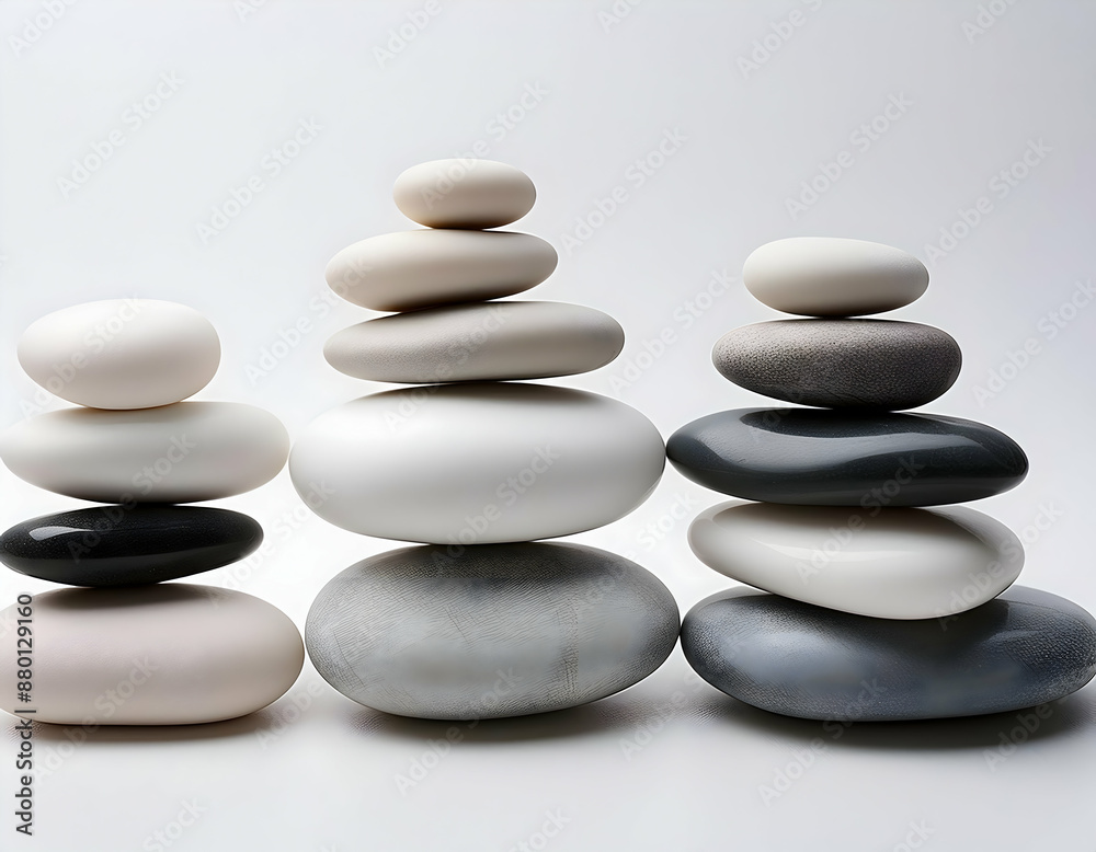 zen stones on white.a collection of smooth stones, emphasizing their simplicity and elegance. The stones are arranged in a visually pleasing manner on a clean, white background zen stones on white.a collection of smooth stones, emphasizing their simplicity and elegance. The stones are arranged in a visually pleasing manner on a clean, white background