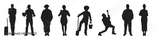 different people profession occupation silhouette