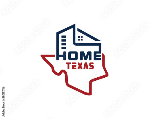 Map texas word outline house home building skyscraper modern stylish logo design template illustration inspiration