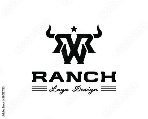 Initial letter W R shaped star ranch western trendy abstract logo design template illustration inspiration