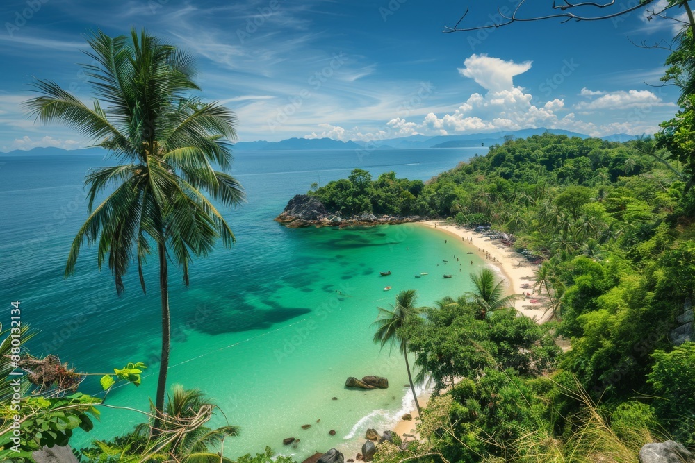 Tropical Paradise: Secluded Beach with Lush Vegetation Tropical Paradise: Secluded Beach with Lush Vegetation