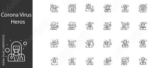 20 Corona Virus Super Hero Solid Glyph icon for presentation