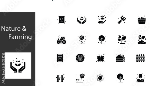 Nature & Farming icon sheet for presentation