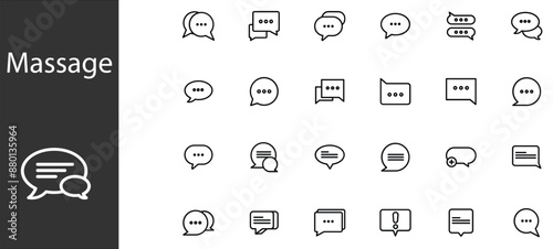 Set of Chat Message Bubbles Vector Icon. Communication icons. Talk bubble, dialog. Web icon set. Online communication. Conversation, SMS, Notification, Group Chat. Chatting icons in different styles
