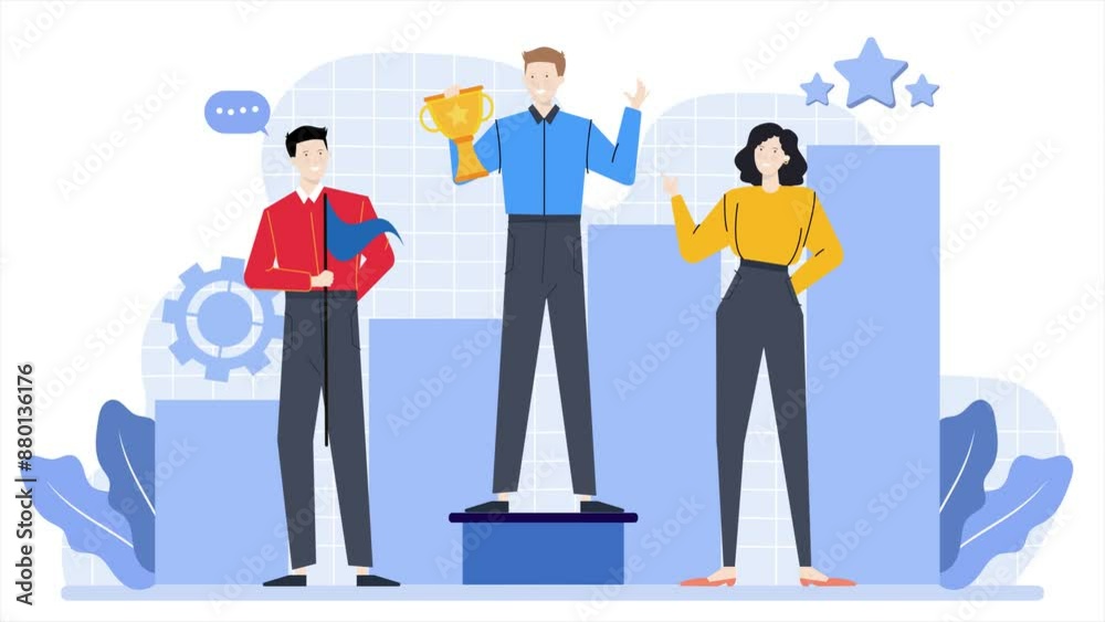good teamwork win the competition business animated illustration video good teamwork win the competition business animated illustration video