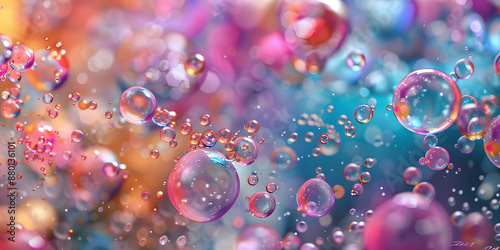 Visão microscópica de uma reação química colorida